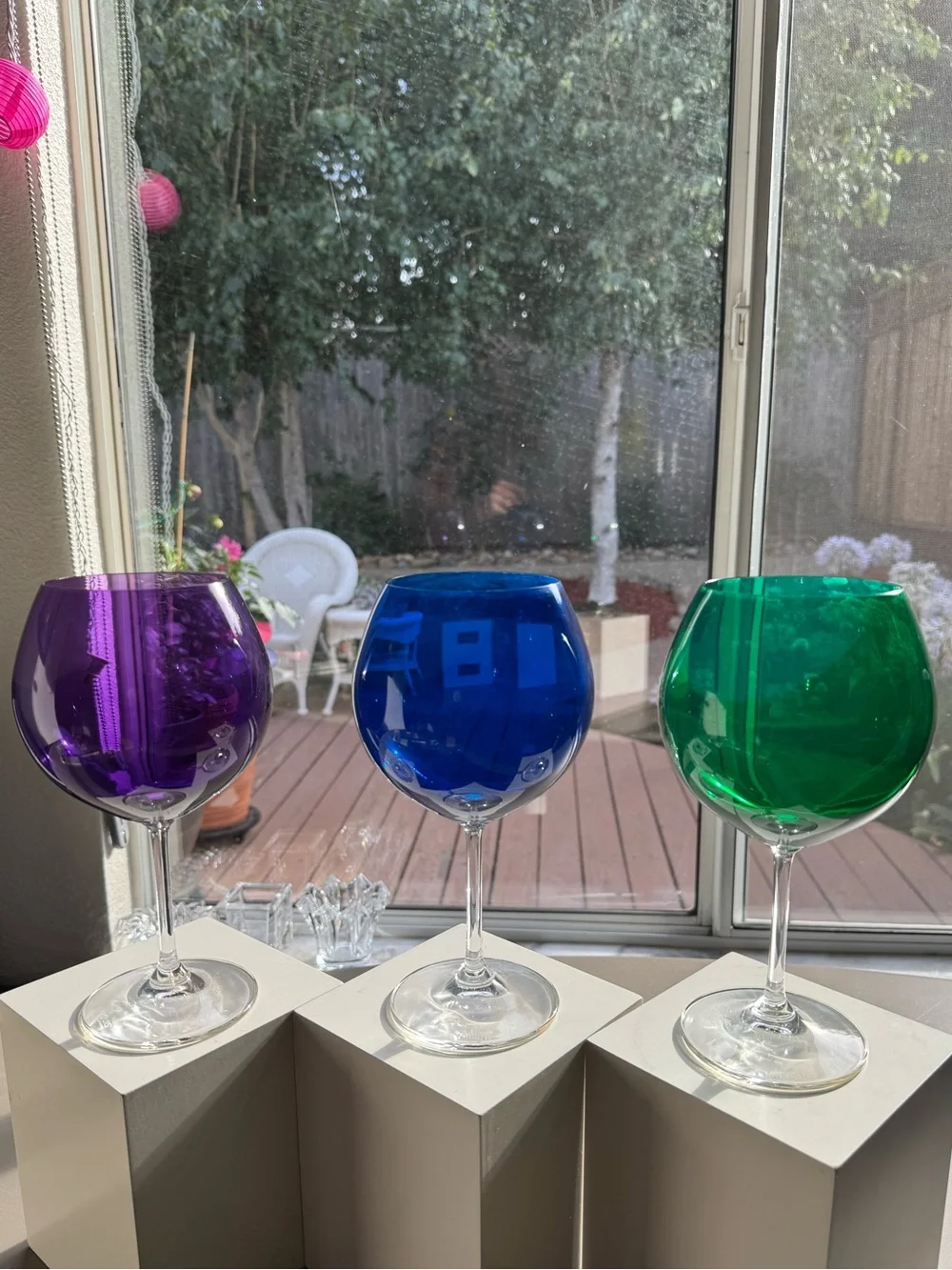 Marquis by Waterford Vintage Jewels Wine Goblets Amethyst Cobalt Emerald Set 3